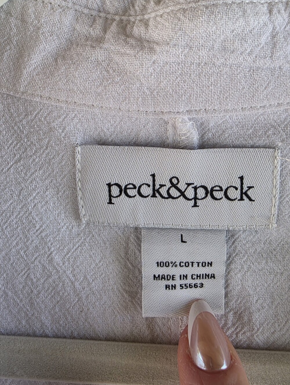 Peck & Peck White Embroidered Button-Down Blouse Cotton Tailored Fit Womens Sz L - Picture 5 of 11